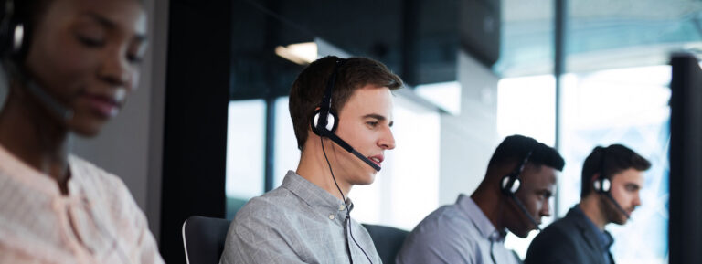 Customer service executives working at office